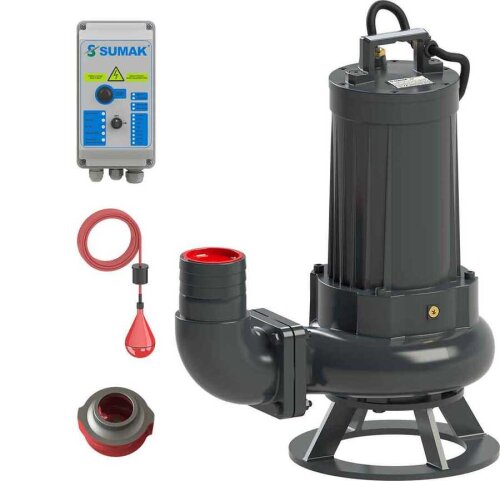 Sumak SDTK75/4 Foseptik Dalgıç Pompa Trifaze (380V) 7.5HP (Flatörlü, Panolu, 10 m. Kablolu) - 1